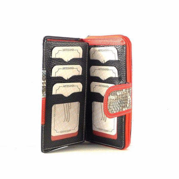 Billetera para mujer grande en piel Nilo serpiente print con monedero de cremallera - Imagen 4