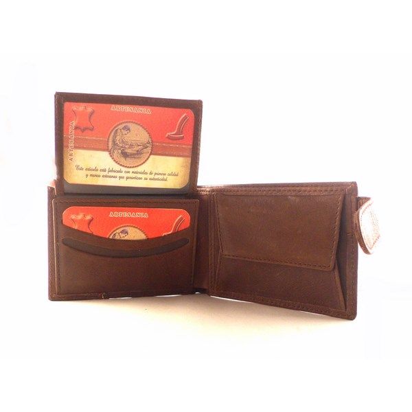 Cartera hombre de piel con monedero y correa de cierre - Imagen 4