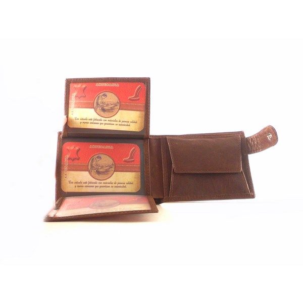 Cartera hombre de piel con monedero y correa de cierre - Imagen 5