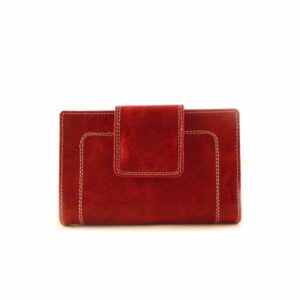 Cartera mediana para mujer en piel rota color rojo