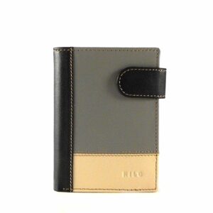 Cartera piel hombre con broche Nilo combinada en gris o caldera