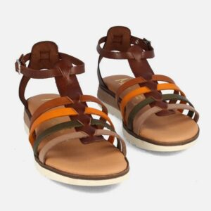 Sandalias con cuña baja en piel estilo cangrejera MARILA SHOES Anabella multinuez