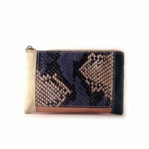 Monedero piel de cremallera con combinación serpiente print