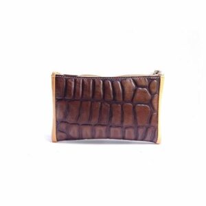 Monedero de piel mujer NILO coco print marrón brillo