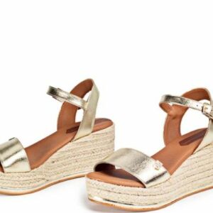 Cuña Baja Yute POPA Arambol Laminado Platino con hebilla