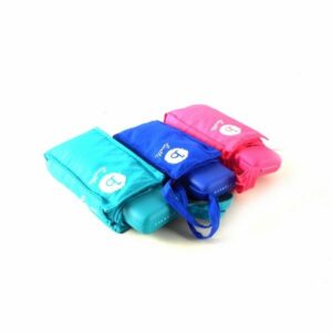 Paraguas plegable color azul turquesa, azul marino y rosa