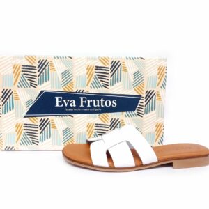 Sandalias planas en piel EVA FRUTOS grabado blanco