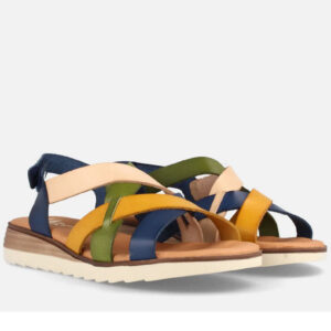 Sandalias de cuña baja en piel MARILA SHOES Betiana multiazul