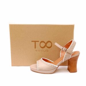 Sandalias de tacón con pulsera al tobillo Too by Virus color piedra