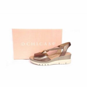 Sandalias de cuña para mujer D'Chicas metalizado fumo