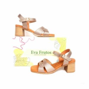 Sandalias piel de tacón bajo Eva Frutos plata