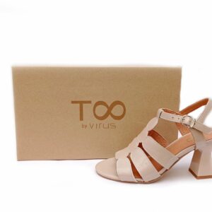 Sandalias de tiras en piel charol Too by Virus color piedra