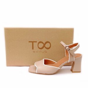 Sandalias para mujer en piel Too by Virus color piedra