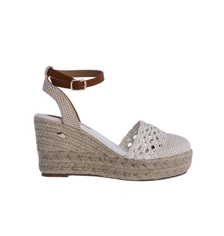 Sandalias de cuña Don Algodon modelo Yanina beige - Imagen 4