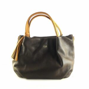 Bolso boho doble asa de mano en piel auténtica LB marrón