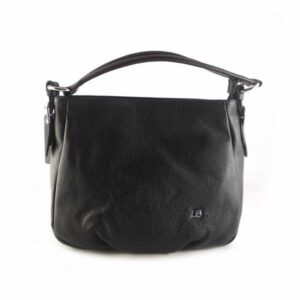 Bolso tipo hobo en piel auténtica con asa de hombro y bandolera negro