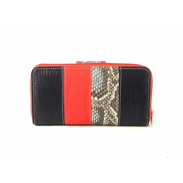 Billetera para mujer grande en piel Nilo serpiente print con monedero de cremallera - Imagen 3