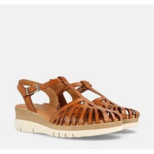 Sandalias de piel para mujer Marila Shoes con cuña alta Tay avellana